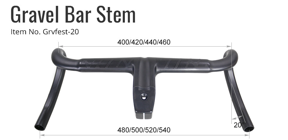 Grvfest-20 carbon integrated gravel handlebar, 40/42/44/46cm widths